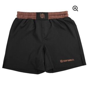 Sanabul Shorts Mens 32 Black No Gi Jiu Jitsu MMA Drawstring Board Stretch Logo